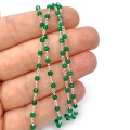 Onyks zielony kula fasetowana ok. 3mm [łańcuszek srebro 925]
