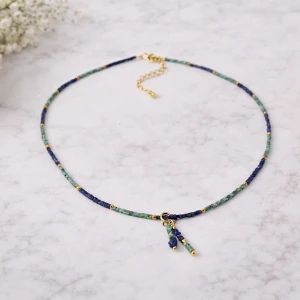 Naszyjnik krótki z turkusem i lapisem lazuli ok. 42cm