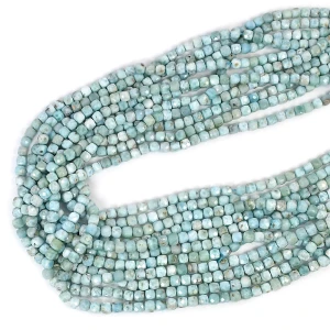 Larimar kostka fasetowana ok. 4,5x4,5mm