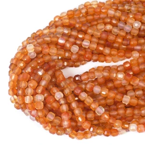 Agat karneol cieniowany 2 kostka fasetowana ok. 5,5x5,5mm