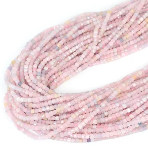 Morganit kostka fasetowana ok. 2,5x2,5mm