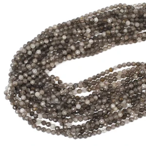 Obsydian szary kula fasetowana ok. 4,5mm