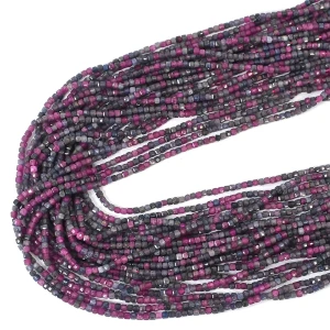 Mix szafir rubin kostka fasetowana ok. 2x2mm