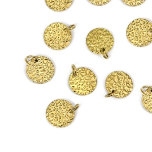 Zawieszka moneta z tłoczeniem ok. 12x10mm [zawieszka, stal, kolor złoty PVD]
