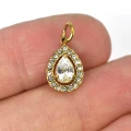 Zawieszka kropla z cyrkoniami ok. 15x10mm [zawieszka, stal, kolor złoty PVD]