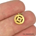 Zawieszka okrągła z cyrkoniami ok. 15x10mm [zawieszka, stal, kolor złoty PVD]