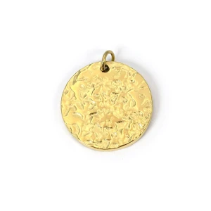 Zawieszka moneta z tłoczeniem, ok. 23x21mm [zawieszka, stal, kolor złoty PVD]