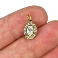 Zawieszka owalna z cyrkoniami ok. 15x8mm [zawieszka, stal, kolor złoty PVD]