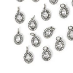 Zawieszka owalna z cyrkoniami ok. 15x8mm [zawieszka, stal]