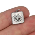 Zawieszka blaszka z okiem i cyrkonią ok. 18x12mm [zawieszka, stal]