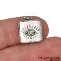 Zawieszka blaszka z okiem i cyrkonią ok. 18x12mm [zawieszka, stal]