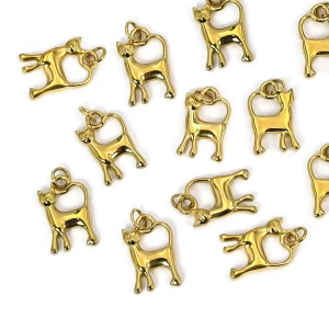 Zawieszka kot ok. 20x10mm [zawieszka, stal, kolor złoty PVD]