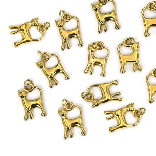 Zawieszka kot ok. 20x10mm [zawieszka, stal, kolor złoty PVD]