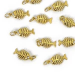 Zawieszka szkielet ryby z cyrkonią ok. 30x10mm [zawieszka, stal, kolor złoty PVD]