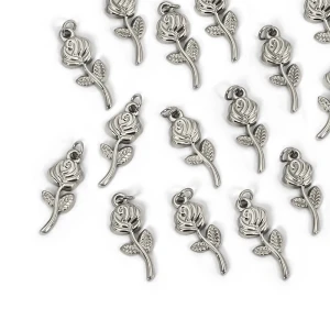 Zawieszka róża ok. 25x10mm [zawieszka, stal] 