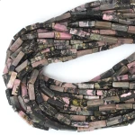 Rodonit różowo czarny prostopadłościan ok. 4x13mm