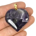 Ametyst zawieszka serce duże ok. 45mm [metal, kolor złoty]