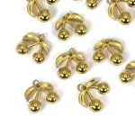 Wiśnie ok. 20x16mm [zawieszka, stal, kolor złoty PVD]