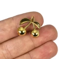 Wiśnie ok. 20x16mm [zawieszka, stal, kolor złoty PVD]