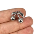 Wiśnie ok. 20x16mm [zawieszka, stal]