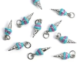 Lód rożek z niebiesko fioletową emalią ok. 19x6mm [zawieszka, stal]