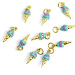 Lód rożek z niebiesko fioletową emalią ok. 19x6mm [zawieszka, stal, kolor złoty PVD]