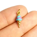 Lód rożek z niebiesko fioletową emalią ok. 19x6mm [zawieszka, stal, kolor złoty PVD]