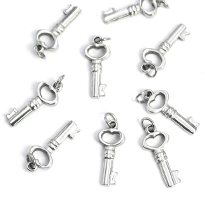 Klucz z serduszkiem ok. 23x9mm [zawieszka, stal]