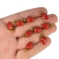 Truskawka z emalią ok. 20x8mm [zawieszka, stal, kolor złoty PVD]