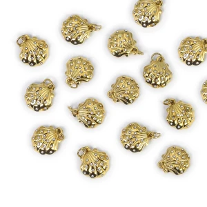 Muszla z cyrkoniami ok. 15x12mm  [zawieszka, stal, kolor złoty PVD]