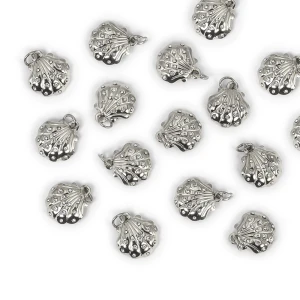 Muszla z cyrkoniami ok. 15x12mm  [zawieszka, stal]