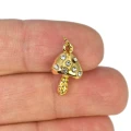 Grzybek z cyrkoniami ok. 19x10mm  [zawieszka, stal, kolor złoty PVD]