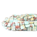 Jaspis cesarski kwadrat z nacięciami do makramy ok. 10x10mm