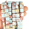 Jaspis cesarski syntetyczny kwadrat z nacięciami do makramy ok. 10x10mm