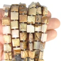 Jaspis obrazkowy kwadrat z nacięciami do makramy ok. 10x10mm