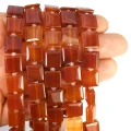 Agat karneol kwadrat z nacięciami do makramy ok. 10x10mm