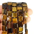 Tygrysie oko kwadrat z nacięciami do makramy ok. 10x10mm