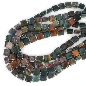 Agat indyjski kwadrat z nacięciami do makramy ok. 10x10mm