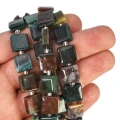 Agat indyjski kwadrat z nacięciami do makramy ok. 10x10mm