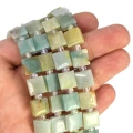 Amazonit wielokolorowy kwadrat z nacięciami do makramy ok. 10x10mm