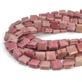 Rodonit różowy kwadrat z nacięciami do makramy ok. 10x10mm
