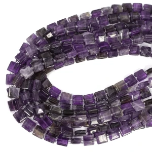 Ametyst kwadrat z nacięciami do makramy ok. 10x10mm
