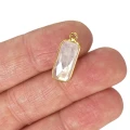 Kamień księżycowy prostokąt ok. 20x8mm [zawieszka, srebro pozłacane 925]