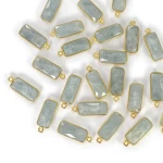 Akwamaryn prostokąt ok. 20x8mm [zawieszka, srebro pozłacane 925]
