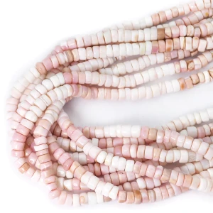Opal kremowo różowy nieregularny talarek ok. 6x3-5mm
