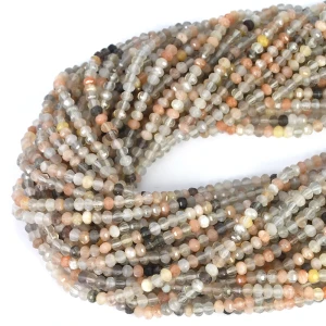 Mix kamieni słoneczny i księżycowy oponka fasetowana ok. 4x3mm