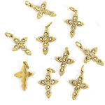 Krzyż z cyrkonią ok. 21x13mm [zawieszka, stal, złoty PVD]