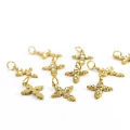 Krzyż z cyrkonią ok. 21x13mm [zawieszka, stal, złoty PVD]