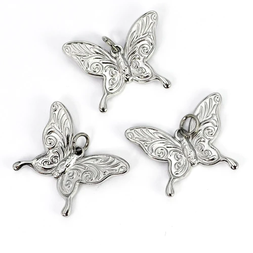 Motyl ok. 24x19mm [zawieszka, stal]