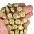 Jaspis matcha moneta fasetowana ok. 12 mm